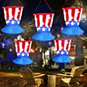 Photo 1 of 4th of July Decorations 70 LED 5 Pack Red White Blue American Flag String Lights Patriotic Battery Operated 4th of July