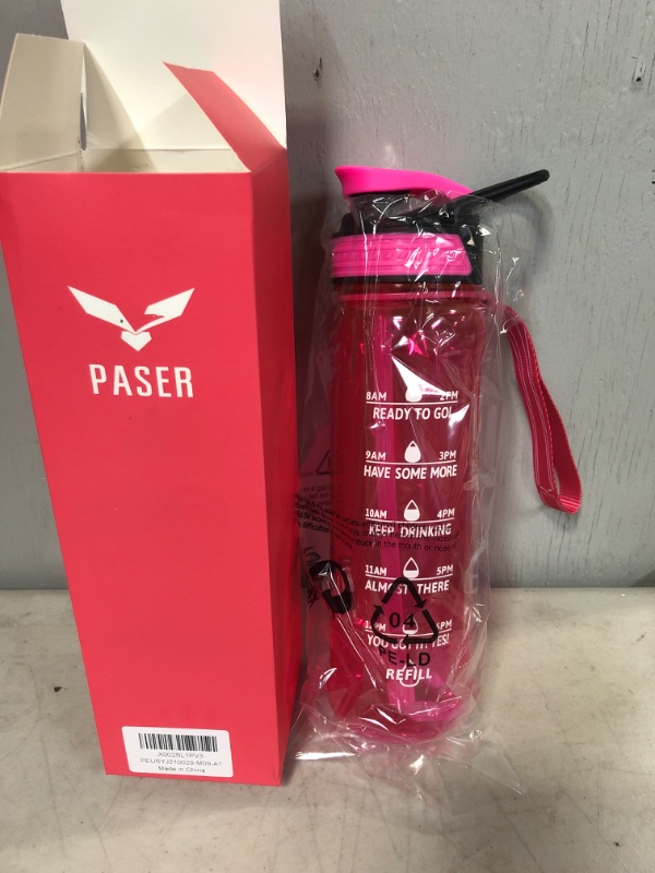 Photo 2 of PASER 24/32 Oz Motivational Water Bottle with Time to Drink, Removable Straw and Time Marker, BPA Free, Flip Lid, Leakproof Water Jug for School Office Fitness Outdoor Sports