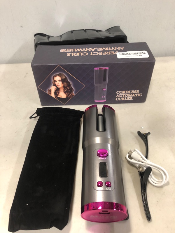 Photo 2 of Hair Curler Cordless Curling Iron Unbound Curler USB Rechargeable Wave Wand Fast Heating Automatic Hair Curler/Automatic Curling Iron 