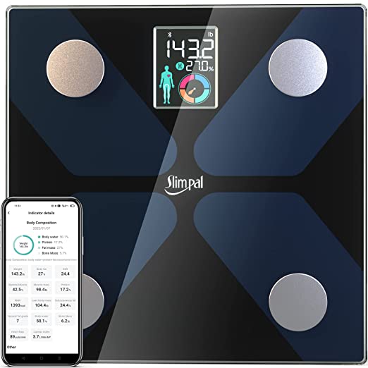Photo 1 of Slimpal Scale for Body Weight, Body Fat Scale Large Display, Digital Weight Scale, Bluetooth Bathroom Scale with High Accuracy,13 Data Sync with APP, 400 lb (11 x 11 inches)