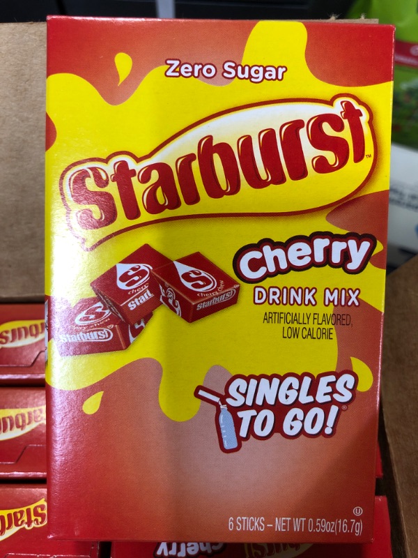 Photo 3 of 24 Pack---Starburst Singles To Go Drink Mix, Zero Sugar, Cherry - 6 sticks, 0.59 oz---exp date 06-2025