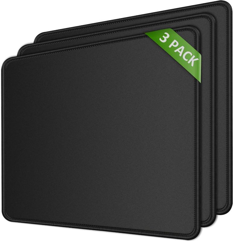 Photo 1 of MROCO Mouse Pad 3 PCS [30% Larger] with Non-Slip Rubber Base, Premium-Textured & Waterproof Mousepads Bulk with Stitched Edges, Mouse Pads for Computers, Laptop, PC, Office & Home, 8.5 x 11 in, Black 2PACK FACTORY SEALED

