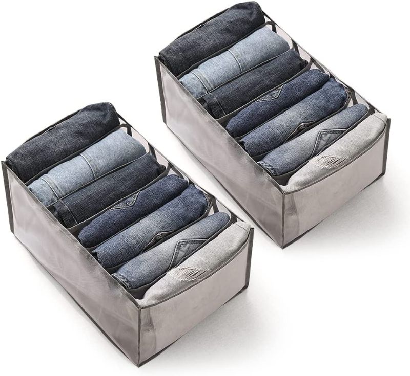 Photo 1 of 2Pack Wardrobe Clothes Organizer Washable, Jeans Compartment Storage Box Foldable Drawer Closet Organizers Leggings T-Shirt Basket Bin 7 Grids Mesh Separation Bag for Bedroom Dorm Room (grey)
FACTORY SEALED