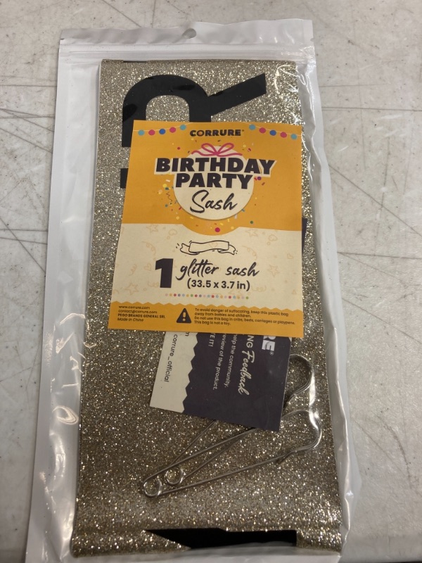 Photo 2 of 'Birthday Girl' Sash Glitter with Black Foil - Gold Glitter Happy Birthday Sash for Women - Party Favors Supplies and Decorations for Sweet 16, 18th 21st 30th 40th or Any Bday Party 33.5 x 3.7 inches