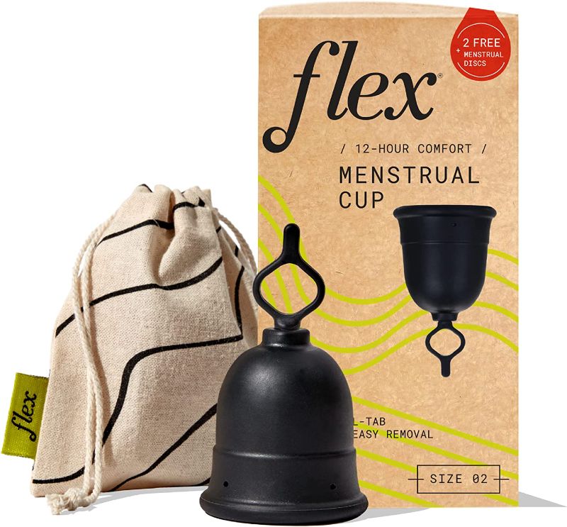 Photo 1 of (3) Flex Cup Starter Kit (Full Fit - Size 02) | Reusable Menstrual Cup + 2 Free Menstrual Discs | Pull-Tab for Easy Removal | Tampon + Pad Alternative | Capacity of 3 Super Tampons
