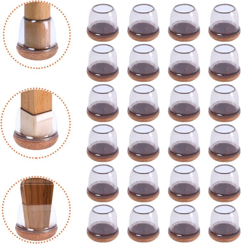 Photo 1 of 24pcs Chair Floor Protectors for Hardwood,Anti-Falling Chair Leg Caps Wrapped Felt,Durable Stretchable Round Silicone Furniture Table Chair Leg Protectors Anti Scratch and Non Noise(Fit:0.8"-1.1")
