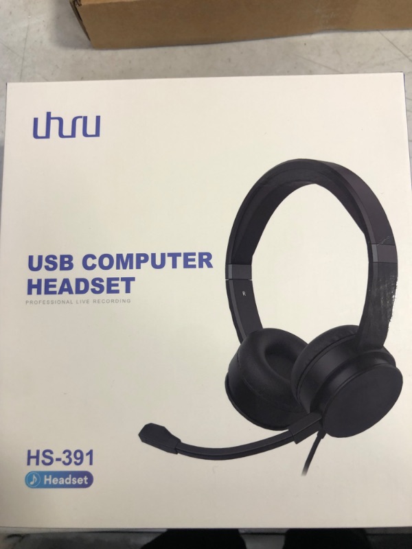 Photo 2 of USB Computer Headset with Microphone for Laptop, UHURU PC Wired Headset with Mic Noise Cancelling Lightweight for Skype Zoom Webinbar Home Office Online Class Call Center
