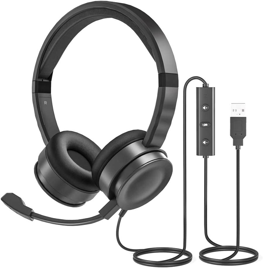 Photo 1 of USB Computer Headset with Microphone for Laptop, UHURU PC Wired Headset with Mic Noise Cancelling Lightweight for Skype Zoom Webinbar Home Office Online Class Call Center
