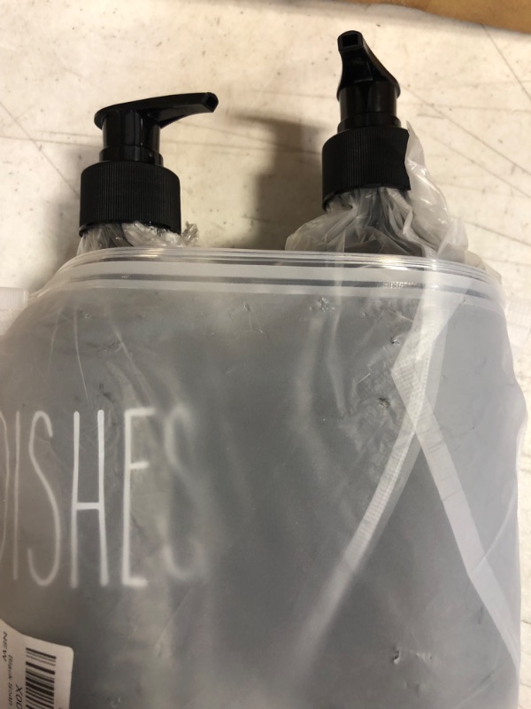Photo 3 of 2 Pack Matte Black Plastic Soap Dispenser Bottles, Reusable Hand Soap and Dish Soap Dispenser Set, 16 oz Soap Container with Pump, Perfect for Modern Style Kitchen Sink, Farmhouse Counter Decor
