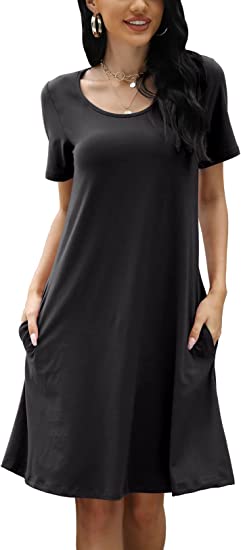 Photo 1 of Aranoy Women's Summer Casual Tshirt Dresses Short Sleeve Swing Beach Dress with Pockets SIZE S
