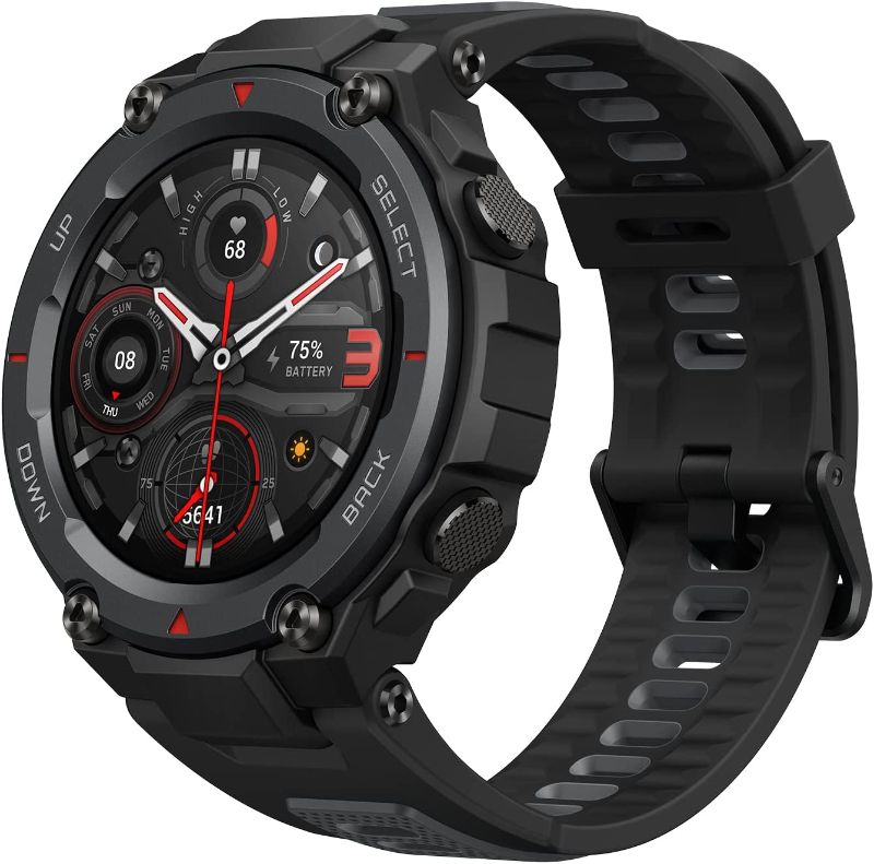 Photo 1 of FACTORY SEALED Amazfit T-Rex Pro Smart Watch for Men Rugged Outdoor GPS Fitness Watch, 15 Military Standard Certified, 100+ Sports Modes, 10 ATM Water-Resistant, 18 Day Battery Life, Blood Oxygen Monitor, Black
