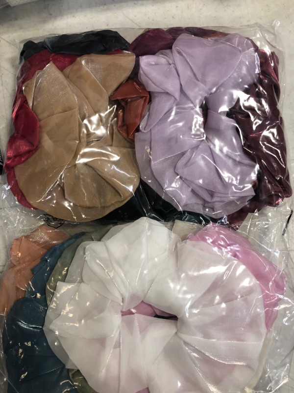 Photo 3 of 17 Pcs Premium Organza Scrunchies Chiffon Hair Elastics Bands for Women or Girls Hair Ties Ponytail Holder No Damage (Large Size)
