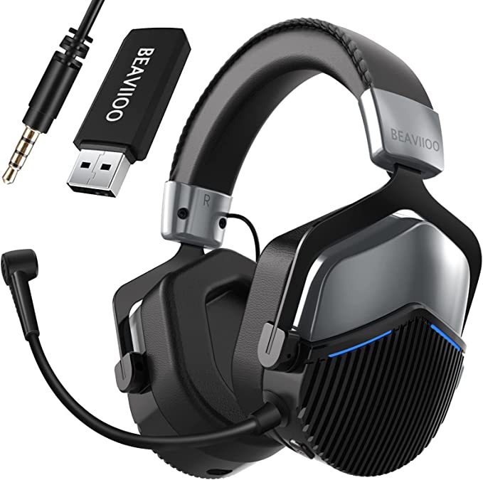 Photo 1 of BEAVIIOO 5.8G Wireless Gaming Headset for PS4/PS5/PC/Switch, Stable Lossless Gaming Headphones, USB Dongle with Ultra Comfortable Immersive Air Ear Cushions and Noise Cancelling Microphone
