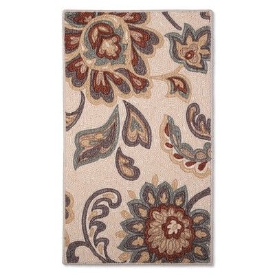 Photo 1 of 4'x5'6" Paisley Floral Area Rug Tan - Maples