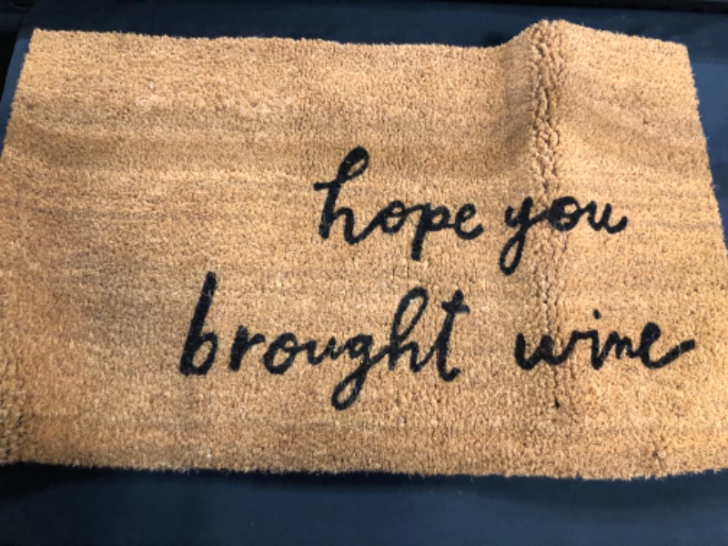 Photo 2 of 1'6"x2'6" Hope You Brought Wine Coir Doormat Tan/Black - Threshold™

