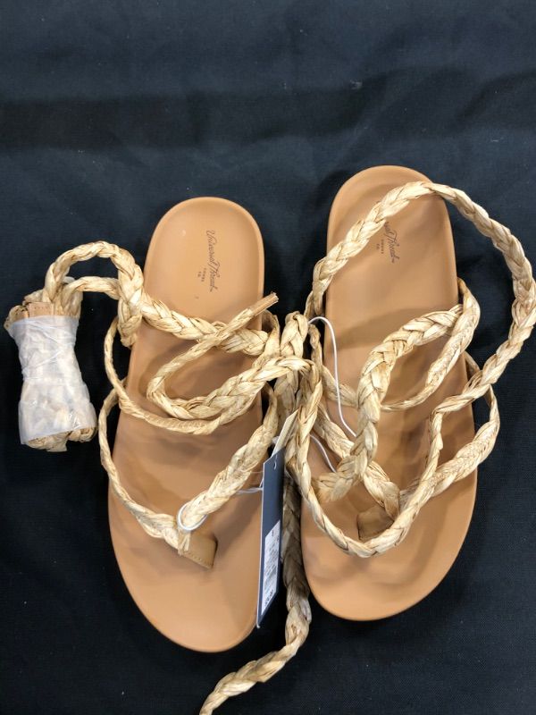 Photo 2 of Women's Ria Raffia Lace-Up Sandals - Universal Thread Beige 6
