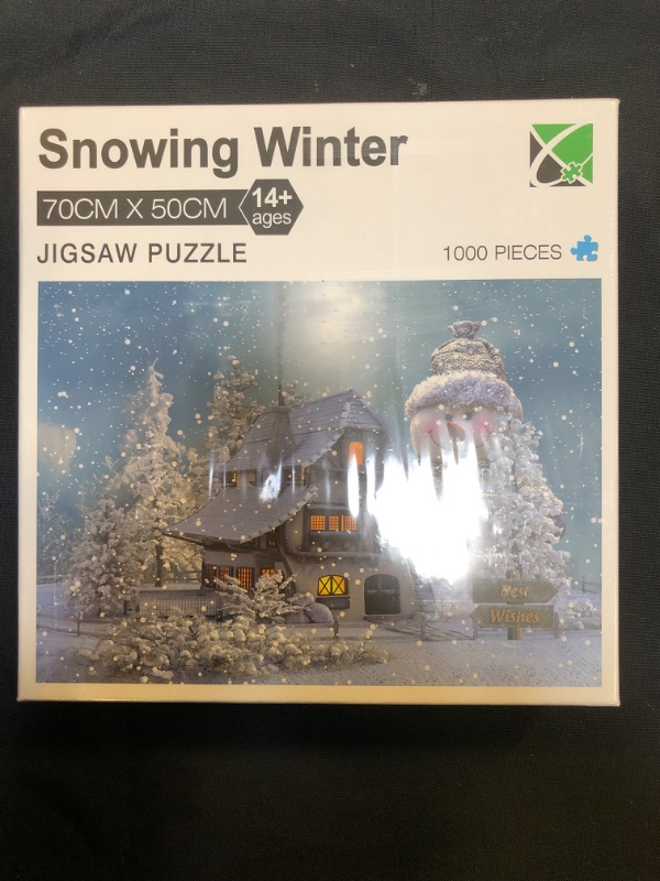 Photo 2 of Jigsaw Puzzles for Adults 1000 Piece - Snowing Winter Puzzles with 4 Storage Box Thick Puzzle for Kids-Teens-Elder,Pieces Fit Together Perfectly Letter On Back Size:70x50CM(27.56x19.69in)
