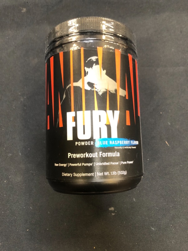 Photo 2 of Animal Fury - Pre Workout Powder Supplement for Energy and Focus - 5g BCAA, 350mg Caffeine Nitric Oxide Without Creatine - Powerful Stimulant for Bodybuilders - Blue Raspberry - 30 Servings, 17.3 Oz EXP 07/25
