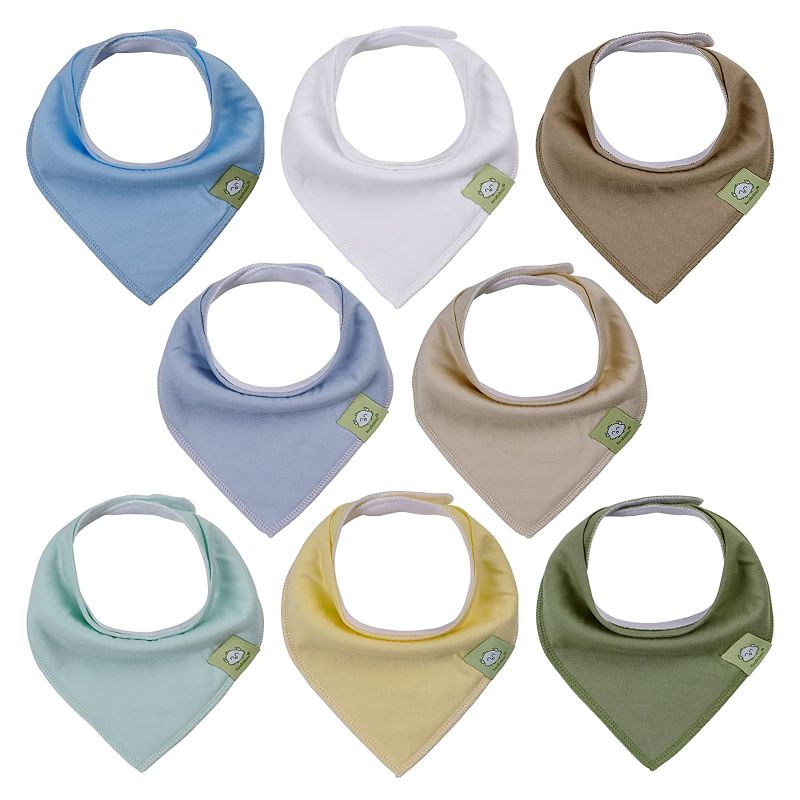 Photo 1 of 8-Pack Organic Baby Bandana Drool Bibs – Stylish Unisex Bandana Bibs - Super Absorbent Bandana Drool Bibs – Gentle Teething Bibs for Infants - Organic Cotton Baby Bib (Daybreak)
