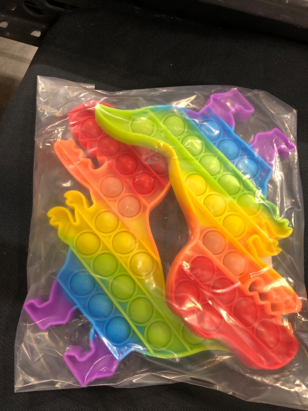 Photo 2 of 2 Packs Pop Poop Toy, Dinosaur Sensory Anxiety Stress Relief Satisfying ADHD Cheap Bubble Popper Po Set, Rainbow Poppop