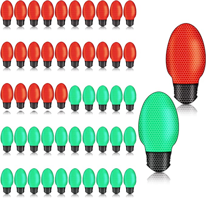 Photo 1 of 50 Pieces C9 Easter Light Replacement Bulb E17 Led Easter Light Replacement Bulb Outlet Faceted Easter Bulb Led for Holiday Decoration (Red, Green)