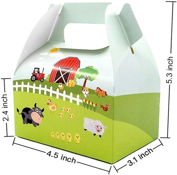 Photo 1 of 20 PCS Small Size Candy Box Cake Box for Kids Farm Animals Pig Cow Sheep Tractor Theme Party, Cake Treat Gift Box Candy Cookie Containers Goodie Bag, Baby Shower Party Decoration Party Favor Supplies