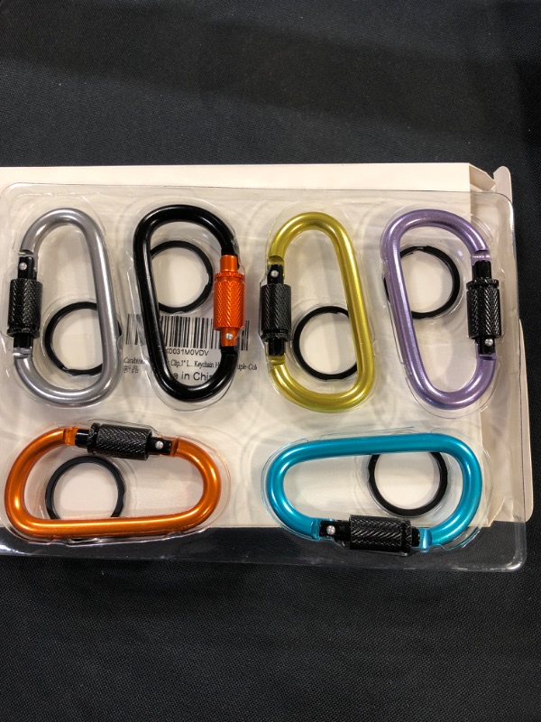 Photo 1 of  Multi-Use Carabiner Clip, 6 Pack Small Caribeener Clips, Mini Keychain Caribeaner Clip 2 inch, Aluminum D Ring Carabiners, Multi-colored