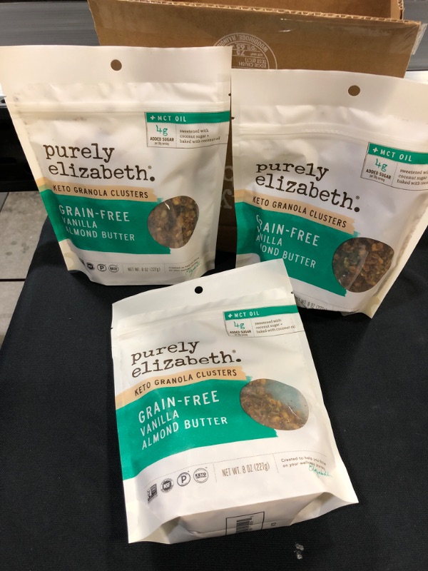 Photo 2 of 3pack---Purely Elizabeth Granola Clusters, Grain-Free, Vanilla Almond Butter + MCT Oil - 8 oz---exp date 11-17-2022