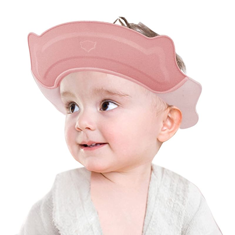 Photo 1 of Baby Shower Cap Baby Bath Head Cap Waterproof Shampoo hat Adjustable Silicone Bathing Shower Cap for Kids Children Toddler Girls Boys Protect ears eyes ( PACK OF 2 ) 
