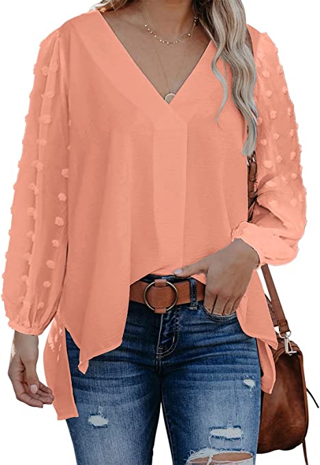 Photo 1 of Asvivid Womens Summer Button Down V Neck Tops Bell Sleeve Chiffon Blouses Casual Loose Tie Knot T-Shirt SIZE XXL 
