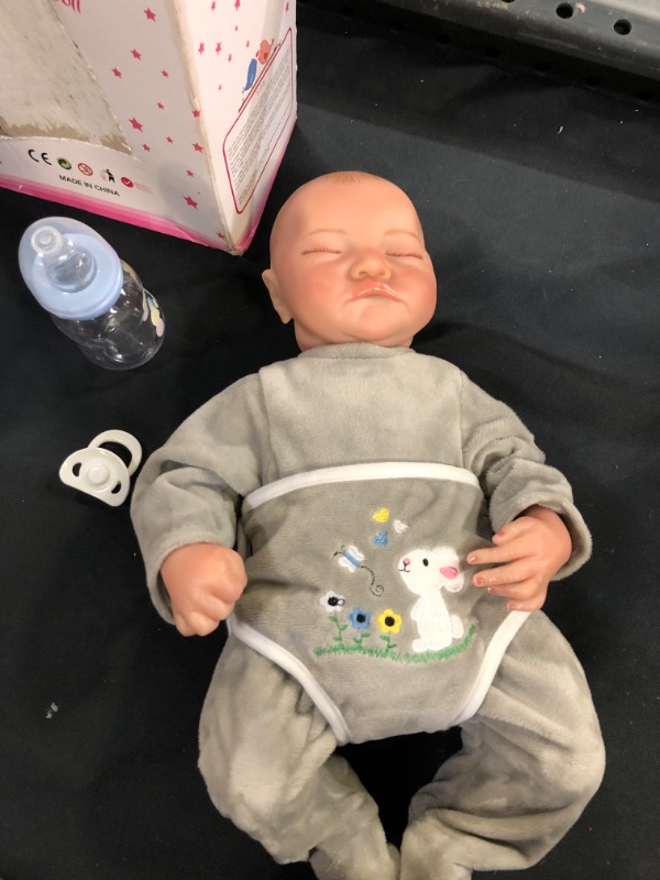 Photo 2 of CHAREX Realistic Reborn Baby Dolls Boy - Lifelike Newborn Silicone Real Baby Doll 18 inch Sleeping Soft Cloth Body Gift Set Kids Girls Boy Toys for 3+ Years Old