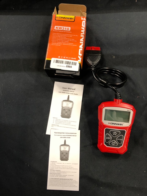 Photo 1 of KONNWEI KW310 OBD2 Scanner Full OBDII Functions 10 Modes Automotive Engine Fault Code Reader Scan Tool for All 1996 and Newer Cars (Red)