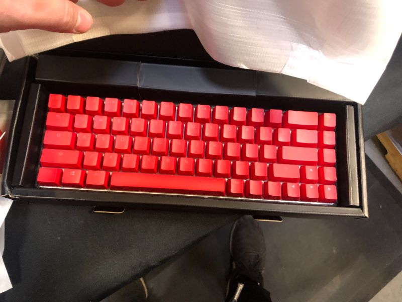 Photo 2 of KKV 68 Keys RGB Mechanical Gaming Keyboard,65% Layout Compact PBT Keycaps Mini Design 18 RGB Mode Wired Type-C Mechanical Keyboard for Game and Work(Kailh Box Red Switch, Red)
