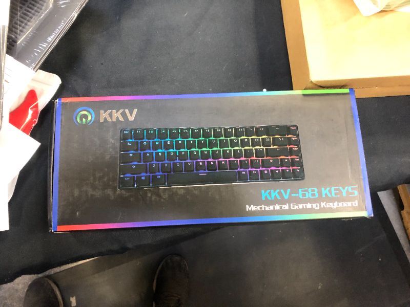 Photo 3 of KKV 68 Keys RGB Mechanical Gaming Keyboard,65% Layout Compact PBT Keycaps Mini Design 18 RGB Mode Wired Type-C Mechanical Keyboard for Game and Work(Kailh Box Red Switch, Red)
