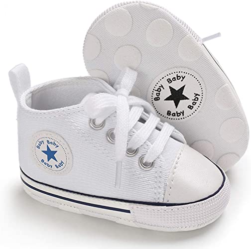 Photo 1 of Baby Girls Boys Canvas Shoes Infant Soft Anti-Slip Sole Newborn First Walkers Star High Top Unisex Toddler Denim Sneaker- SIZE 3 
