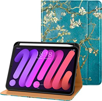 Photo 1 of DTTO New iPad Mini 6th Generation Case 8.3 Inch 2021, Premium Leather Business Folio Stand Cover with Built-in Apple Pencil Holder-Auto Wake/Sleep and Multiple Viewing Angles-Blossom
