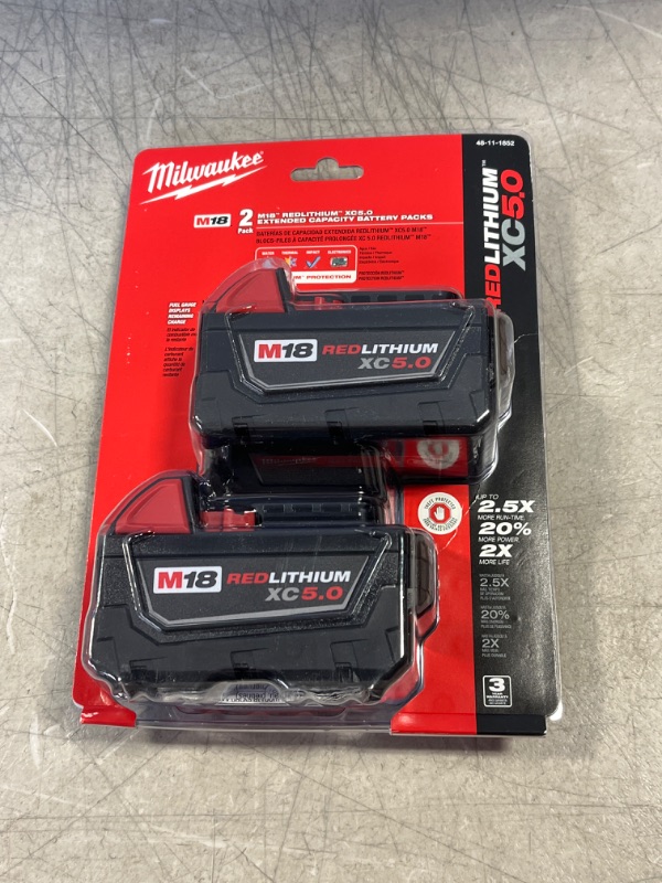 Photo 2 of Milwaukee 48-11-1854 M18 18-Volt Lithium-Ion Starter Kit with Two 5.0 Ah Battery Packs and Charger
