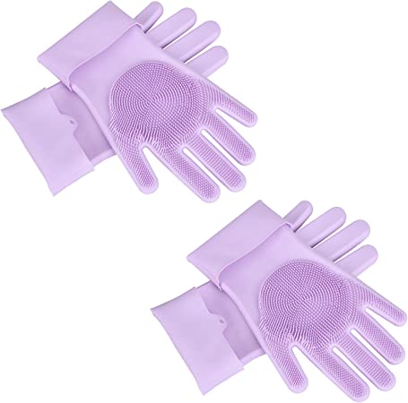 Photo 1 of DING YUN Pet Grooming Gloves, 2 Pairs Cat Brush Gloves Dog Bathing Supplies Cat Grooming Glove Pet Hair Remover Silicone Rubber Gloves for Dog Shampoo
