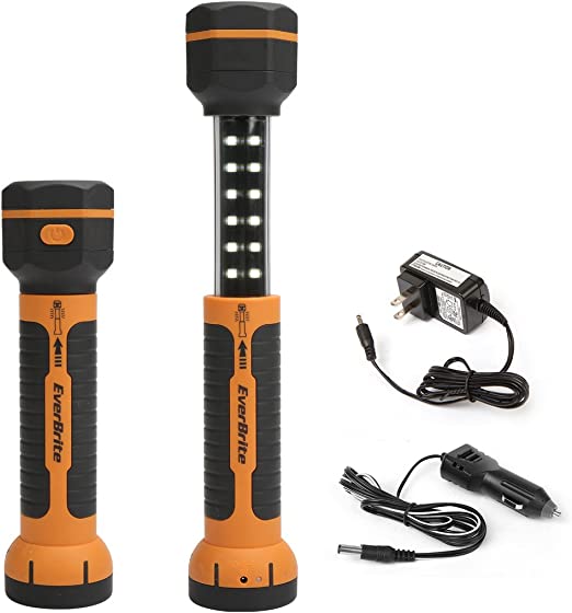 Photo 1 of EverBrite 2-Pack Telescoping Rechargeable 2-in-1 Work Light 200 Lumen Handheld Flashlight Torch Battery Included
