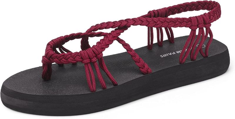 Photo 1 of DREAM PAIRS Women's Flat Sandals Summer Braided Strap Yoga Comfortable Beach Sandals
