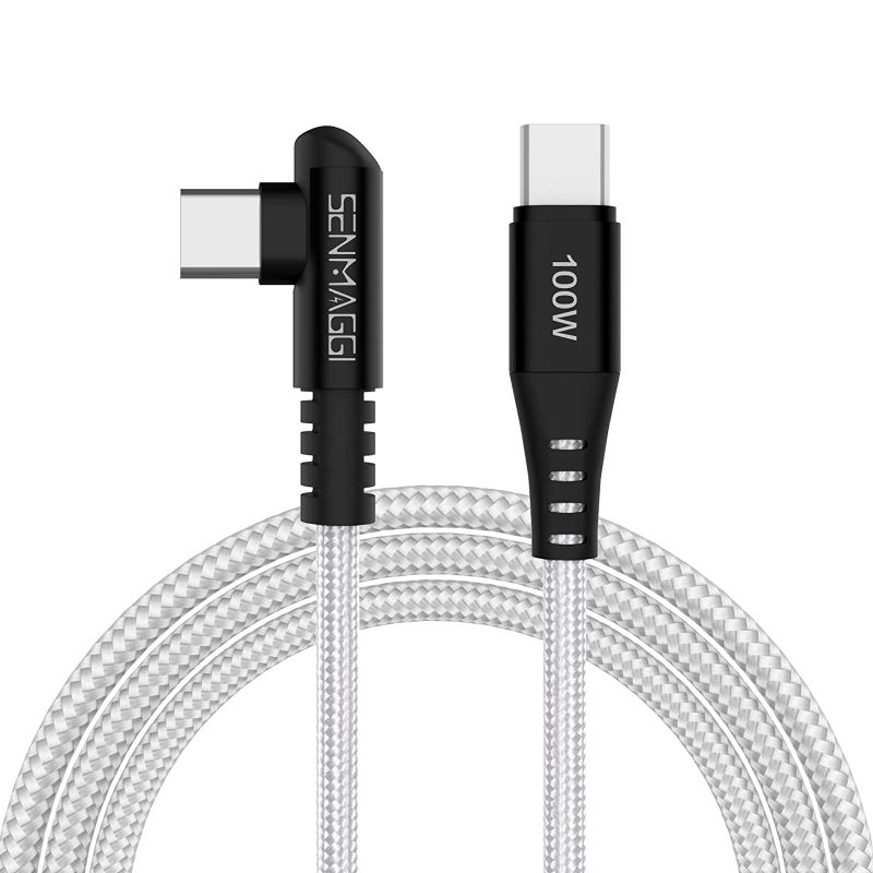 Photo 1 of 100W Usb C to Usb C Charger Cable: Right Angle Usb-C Type 6.6ft Braided Tablet&Phone Fast Charging Cord-Long Usbc Cables Compatible with Samsung Galaxy s22, iPad Pro 2020, iPad Air 4, MacBook Pro 2020
