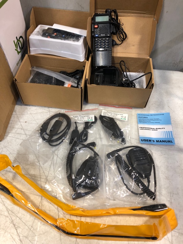 Photo 2 of Ham Radio Walkie Talkie UV-5R Pro 8W Dual Band Two Way Radio with 3800mAh Battery and Handheld Speaker Mic and Antenna 2Pack and One USB Programming Cable
