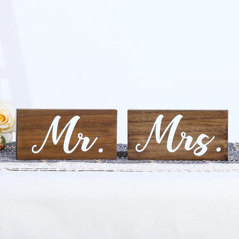 Photo 1 of BAYSBAI Mr and Mrs Sign, Mr & Mrs Sign for Wedding Table, Freestanding Wooden Wedding Wooden Letters, Home, Anniversary, Wedding, Valentine’s Day Decoration, Bridal Shower or Engagement Gift
