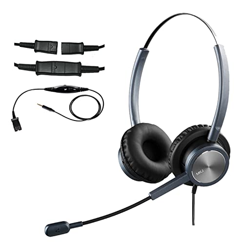 Photo 1 of MKJ Corded 3.5mm Headset with Microphone for Laptop Wired Cell Phone Headset 3.5mm Business Headset with Mute Button Noise Cancelling for Computer PC
