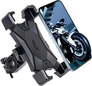 Photo 1 of Motorcycle Phone Mount, Bike Phone Mount - Phone Holder Automatic Lock , 360°Adjustable , Quick Install Handlebar Clip for Bicycle & Motorcycle Phone Holder , Compatible 4.7 -6.8 Inches Phones
