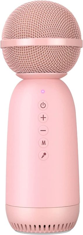 Photo 1 of Aokeo Wireless Microphones Bluetooth Speaker, Wireless Karaoke Mic for Kids Children Mic for Singing Portable Karaoke Machine Mic,Home Birthday Party(Pink)
