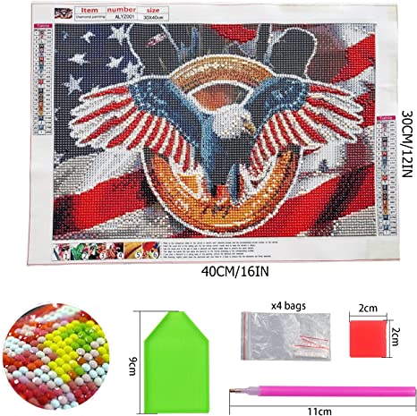 Photo 2 of ELJRBCK 5d Diamond Painting Kits for Adults,4th of July Day American Flag Wing Eagle DIY Diamond Painting DIY Cross Stitch Handcrafts for Adults Full Drill 5D Diamond Art Home Decor (Blue)