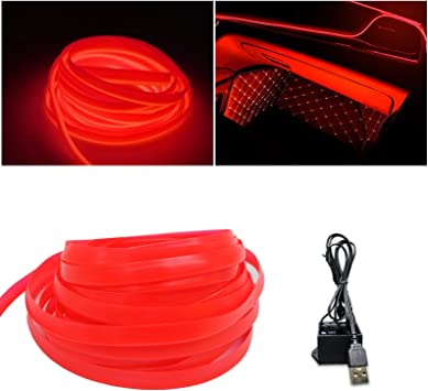 Photo 1 of J.Mao El Wire Lights for Car, USB EL Wire Interior Car LED Strip Lights Glowing Strobing Lights with 5mm Sewing Edge for Car Decorations
