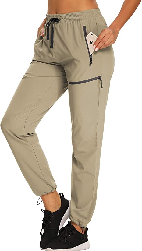 Photo 1 of Women’s Cargo Hiking Pants Lightweight Joggers Quick Dry Water Resistant Lounge Outdoor Travel Pants Zipper Pockets
 S
