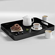 Photo 1 of YOAYO Decorative Trays, Serving Tray with Handles, Black Trays for Coffee Table